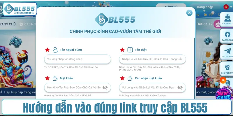 Hướng dẫn vào đúng link truy cập BL555 chính thức
