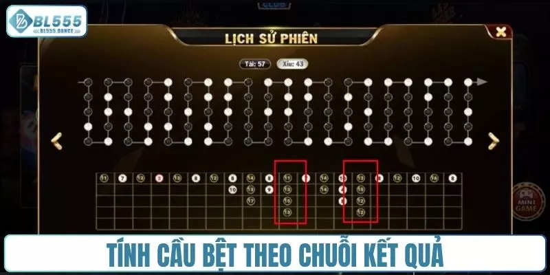 Tính cầu bệt theo chuỗi hiển thị cùng kết quả